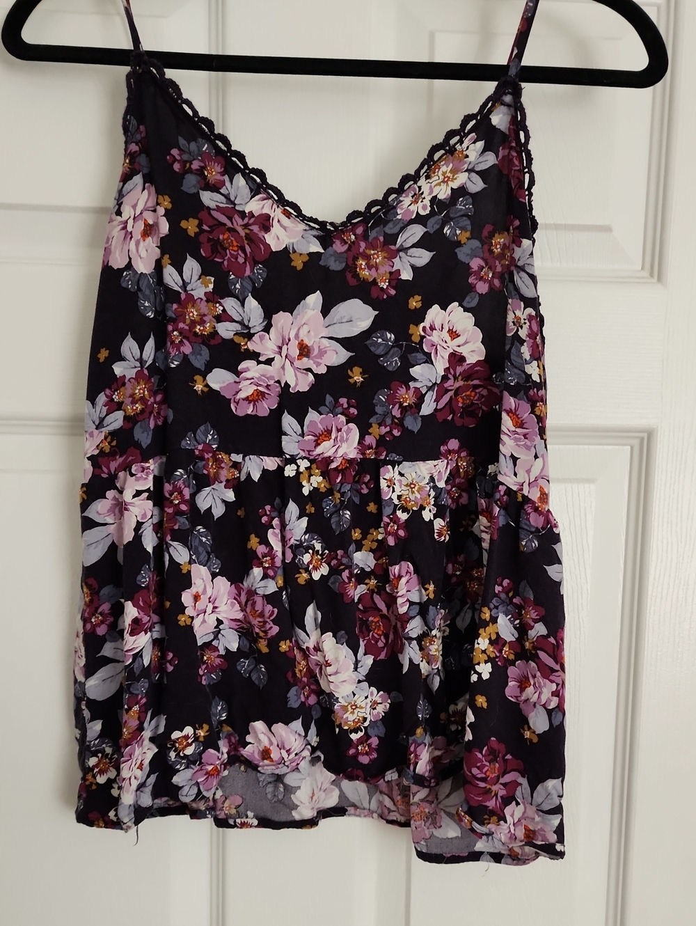 Maurices Black Floral Camisole Tank Top